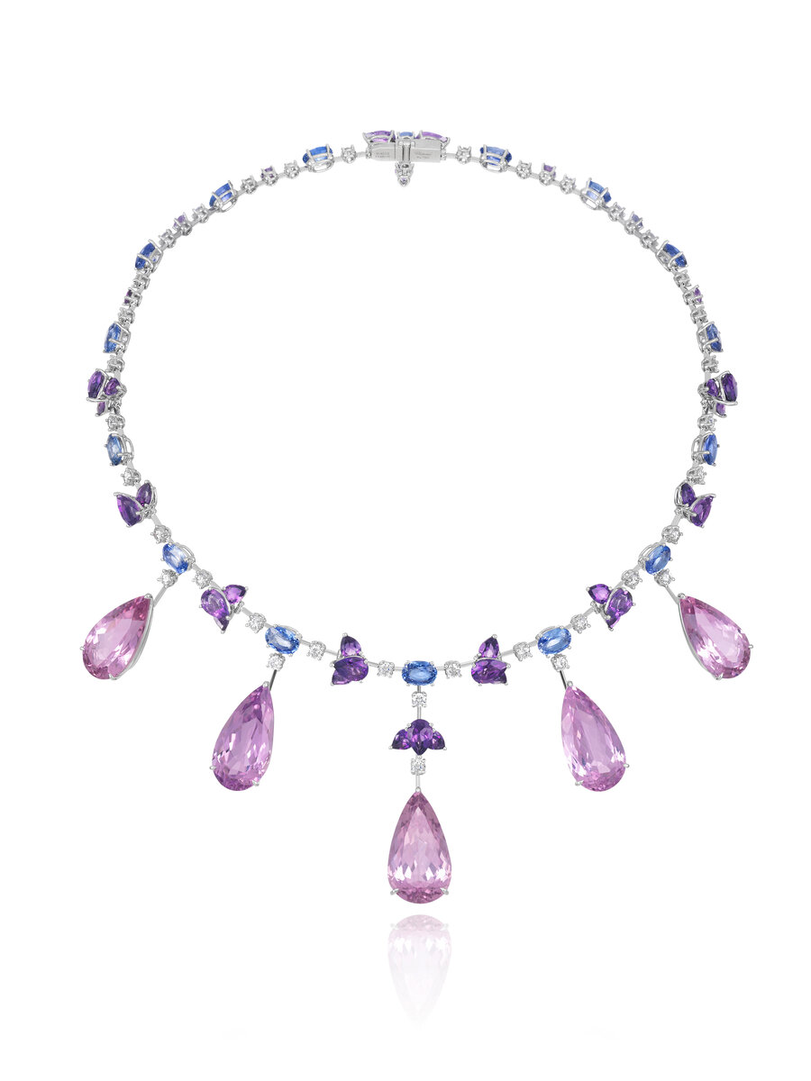 Колье Chopard Temptations из белого золота с бриллиантами, сапфирами и аметистами