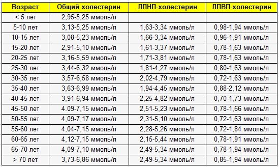 Таблица холестерина низкой плотности у женщин