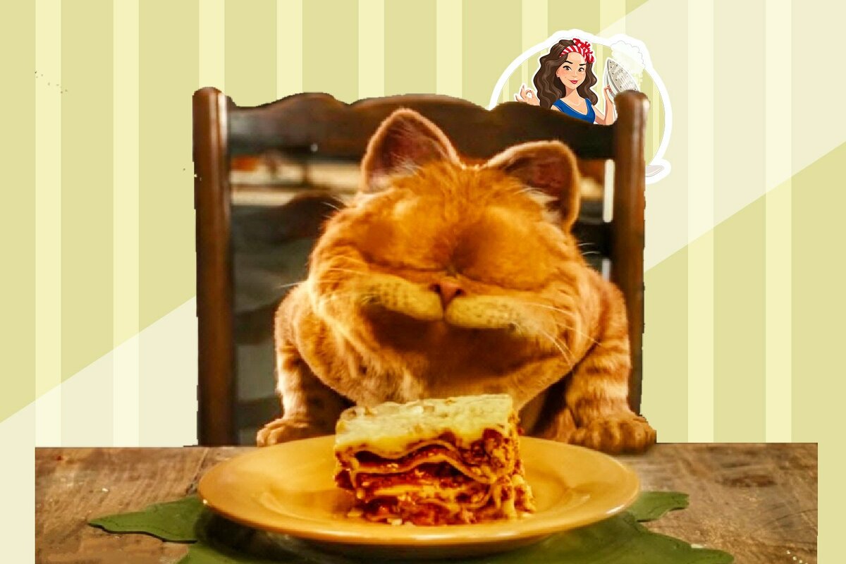 гарфилд 2. кот который любит лазанью. кот который любит лазанью. кот который любит лазанью. гарфилд ест лазанью.