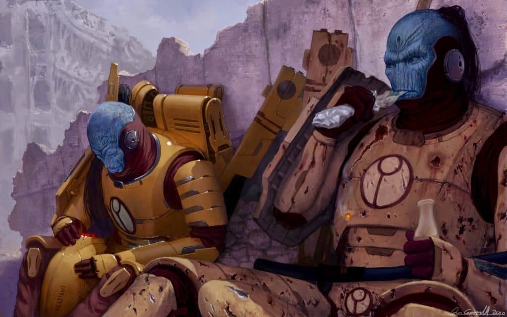 На привале...