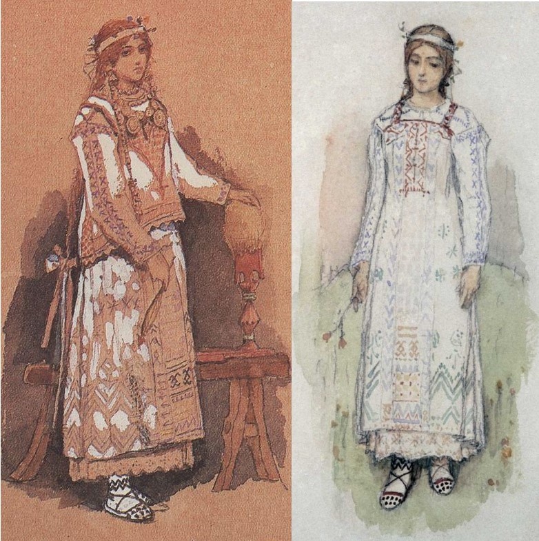 Эскизы В. Васнецова к женским костюмам в "Снегурочке" (далеко не все, к сожалению)