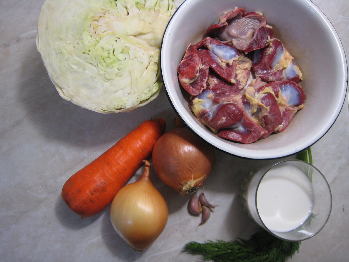 Капуста тушеная с куриными желудками - пошаговый рецепт с фото на азинский.рф