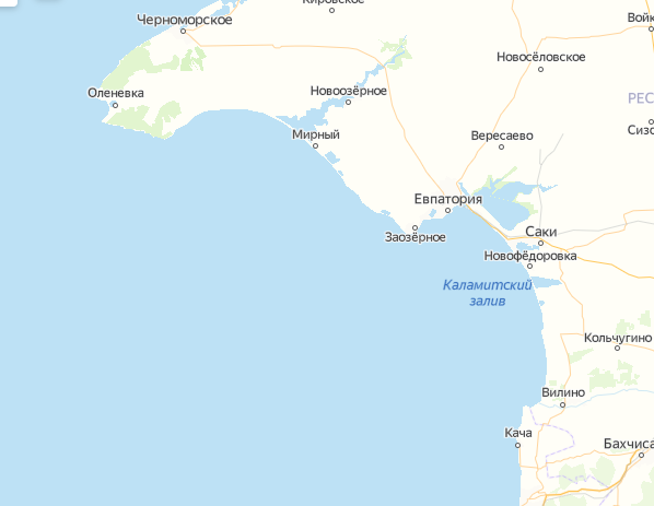 Западное побережье. Скрин Яндекс-карт