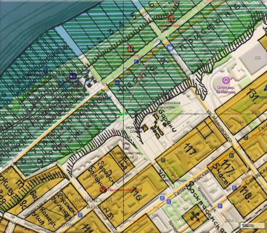 Наложение карты 1910 года