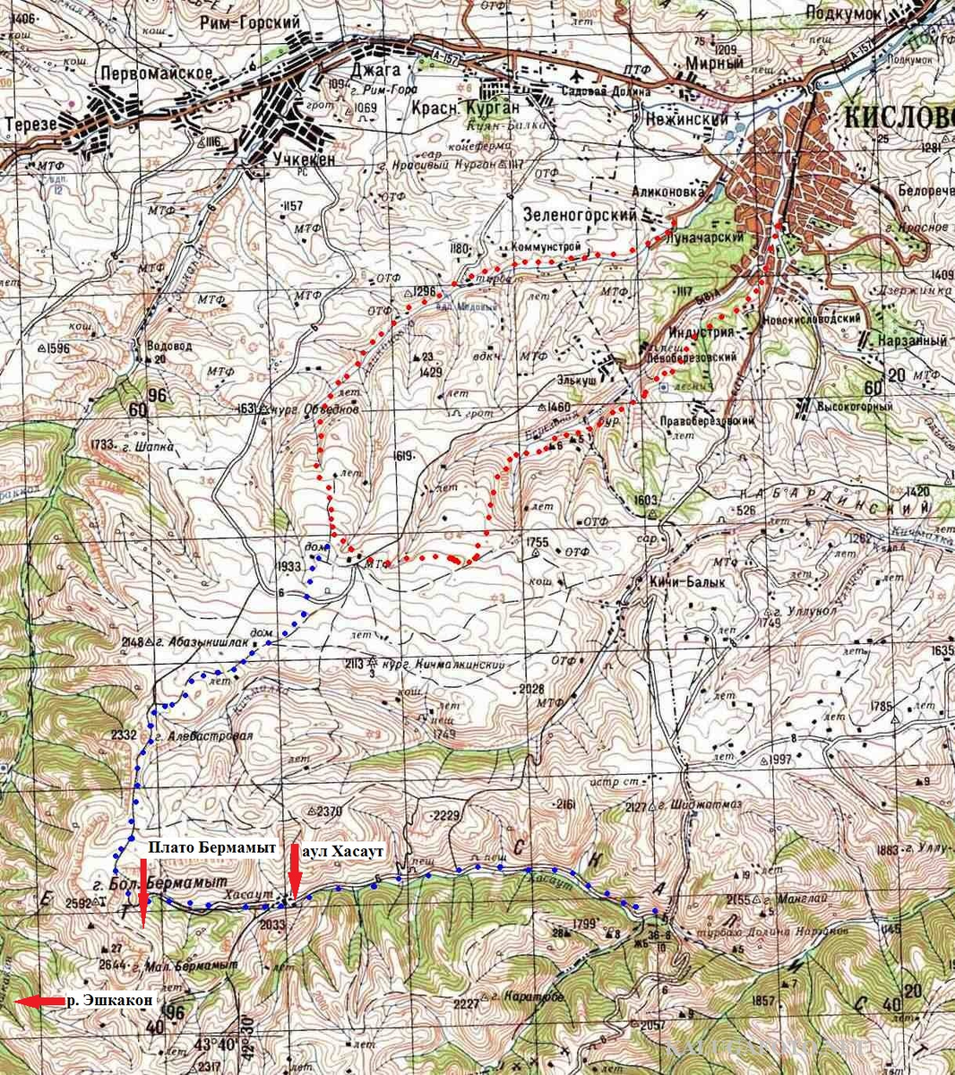 Плато Бермамыт на карте Кисловодска. Бермамыт и Эльбрус на карте. Дорога на плато Бермамыт из Кисловодска на карте.