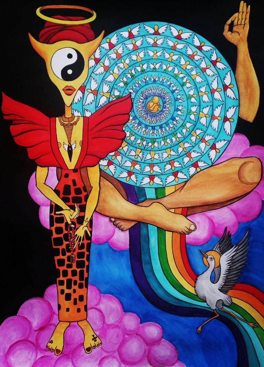 Хранитель времени. сухая акварель, 42х60, 2021. Виолетта Юшкова 