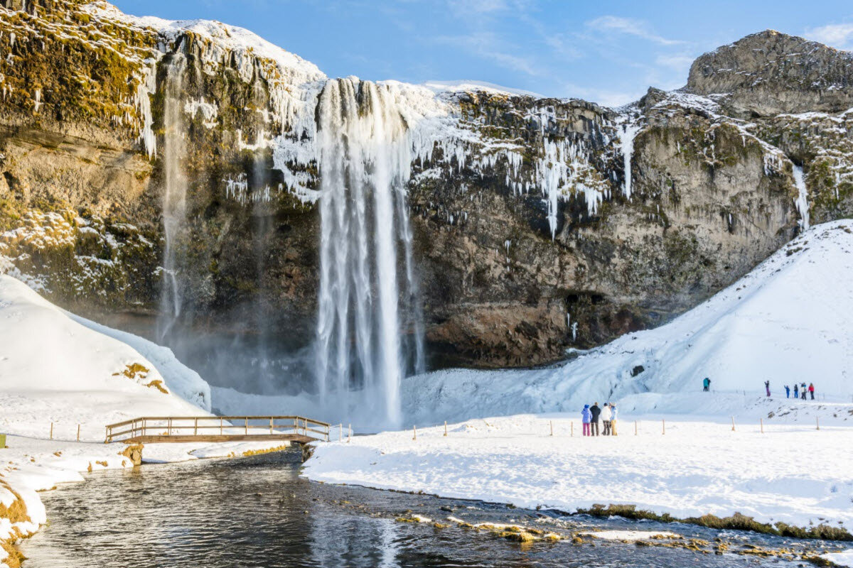 Seljalandsfoss Waterfall Winter