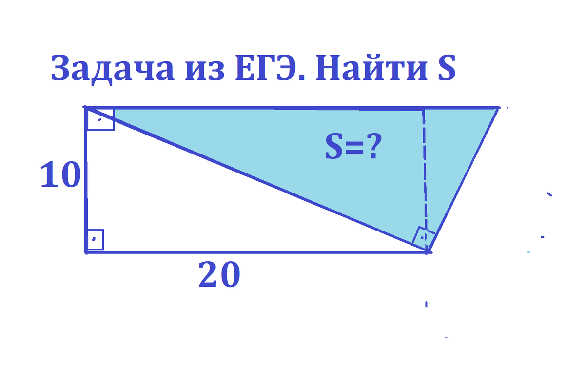 Задача, которая может встретиться в ЕГЭ. Найти площадь S прямоугольного  треугольника по чертежу | Тесты_математика | Дзен