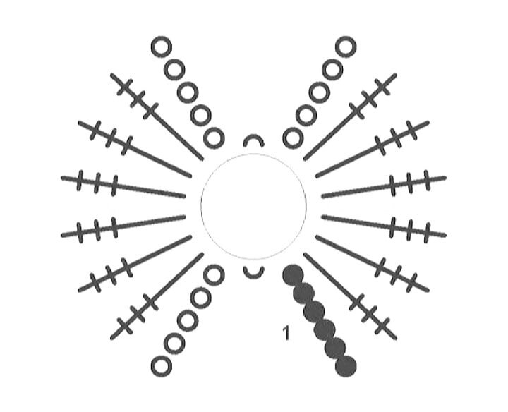 Бант крючком схема