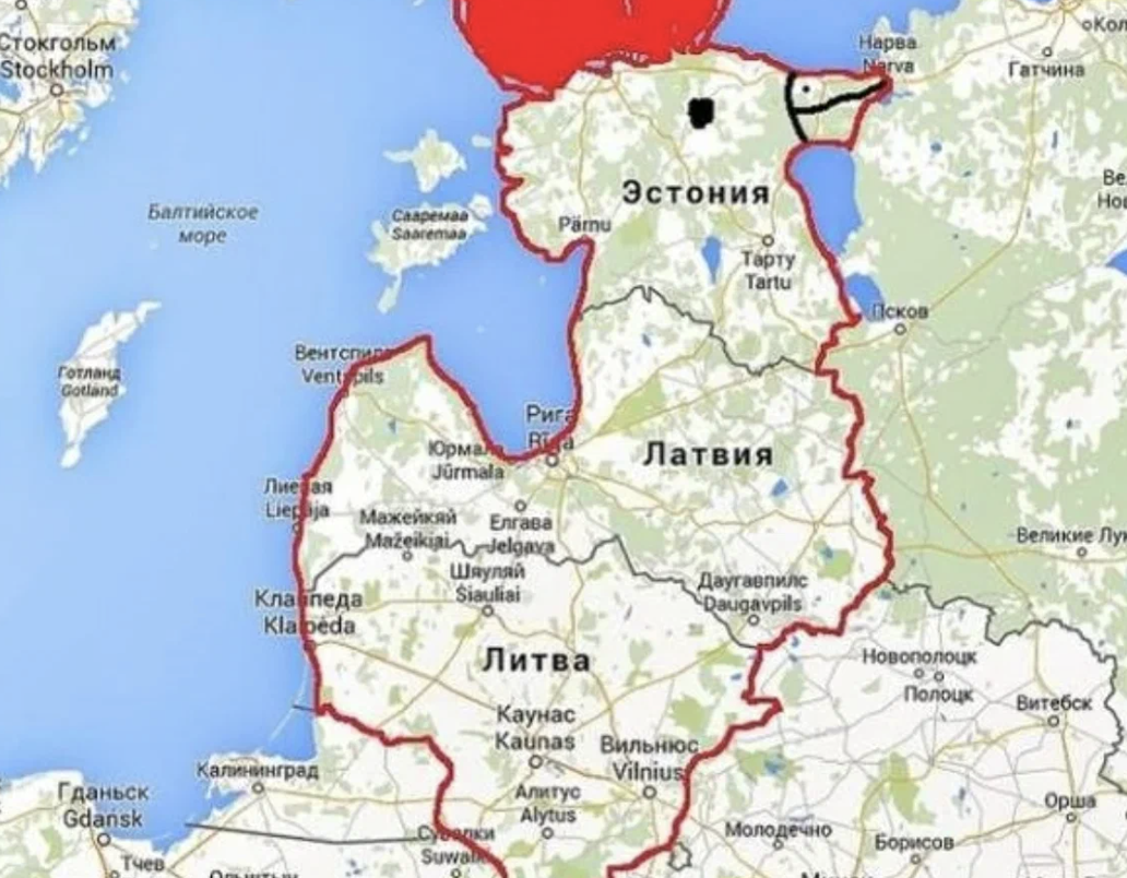Карта прибалтики и россии