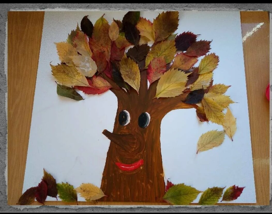Аппликация Осеннее дерево из цветной бумаги. Подготовительная группа. Мастер-класс с фото