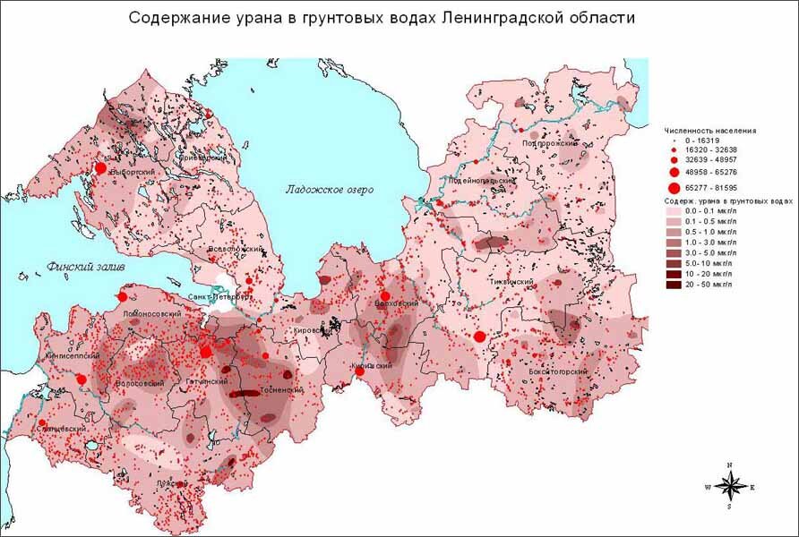 Население ленинградской области карта