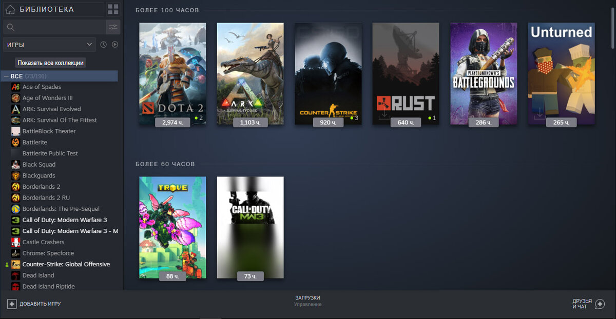 Самая популярная игровая площадка Steam(и да я провел только в одной Доте около 100 суток не прерывной игры)