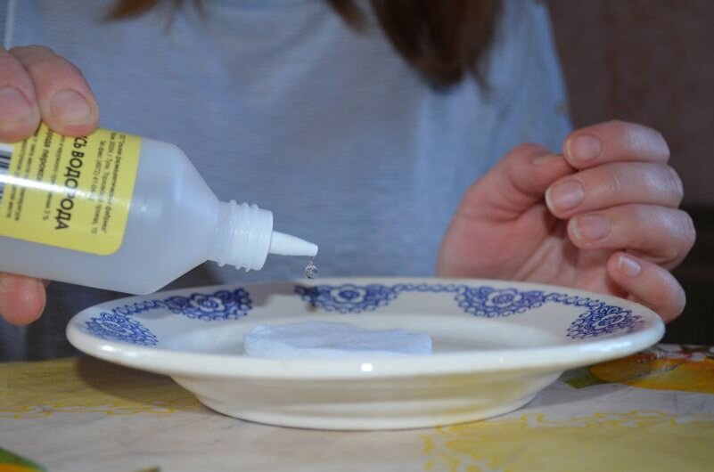 Обрабатываю семена перекисью водорода.