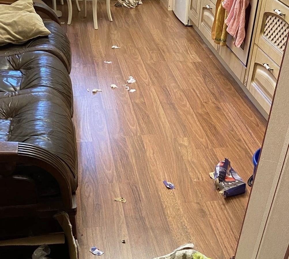 Коробка из под рис. Пакетики с рисом не пострадали, а вот коробочка разорвана.