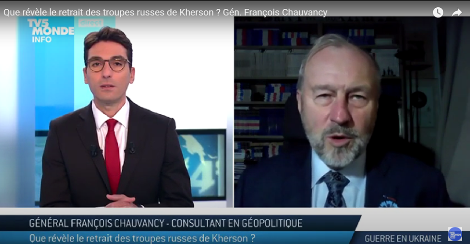 Генерал Шованси в эфире TV5Monde (скриншот с сайта телеканала)