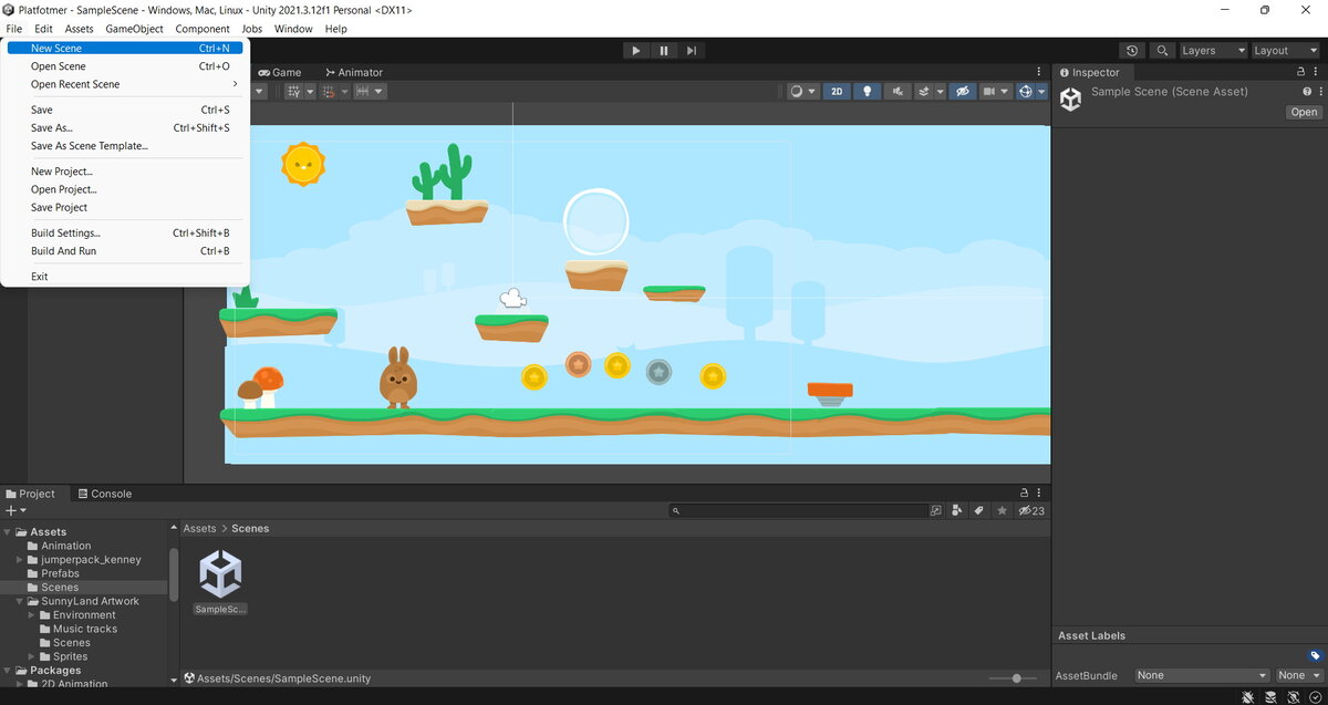 Создание новой сцены