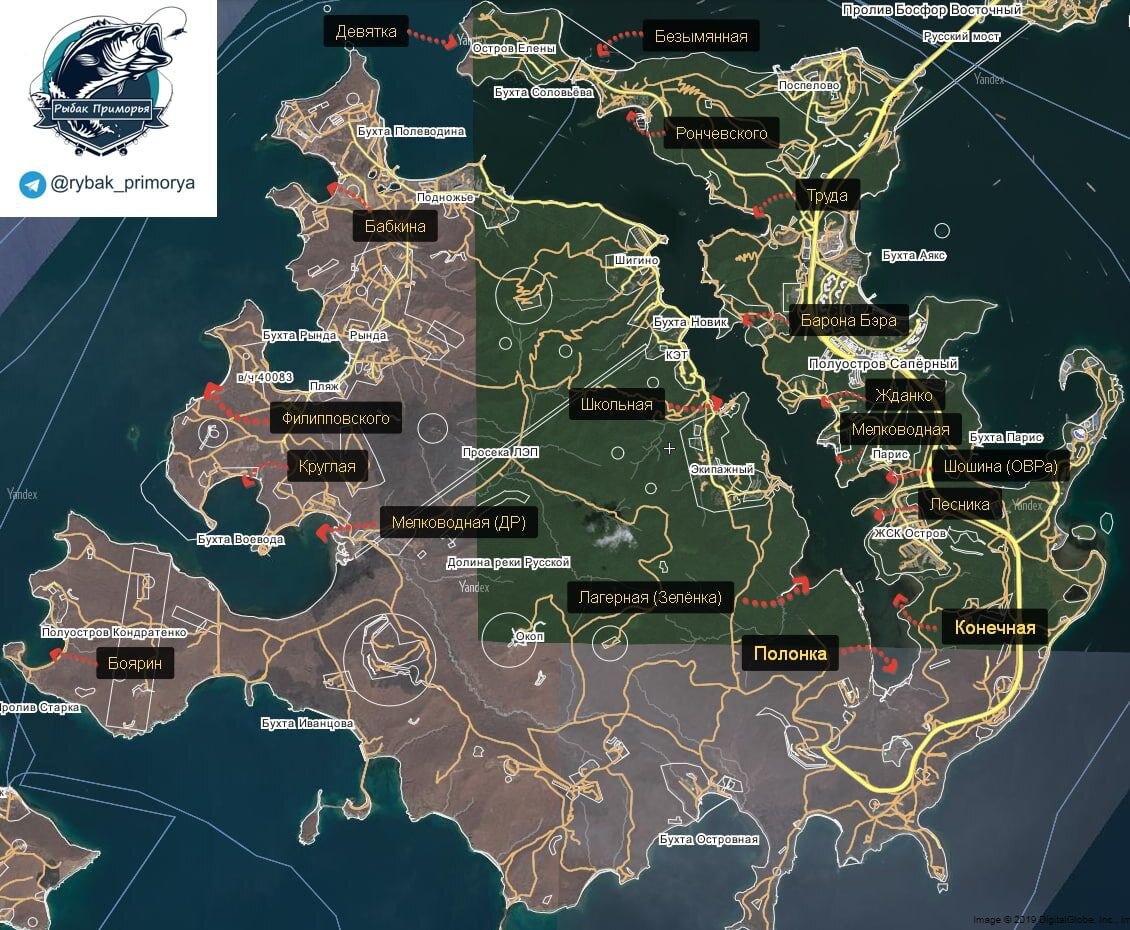 Карта острова Русский