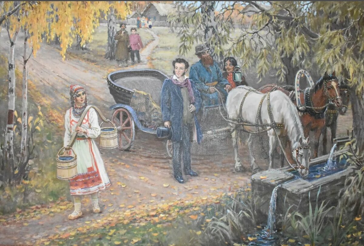 Рисунок к стихотворению деревня пушкин