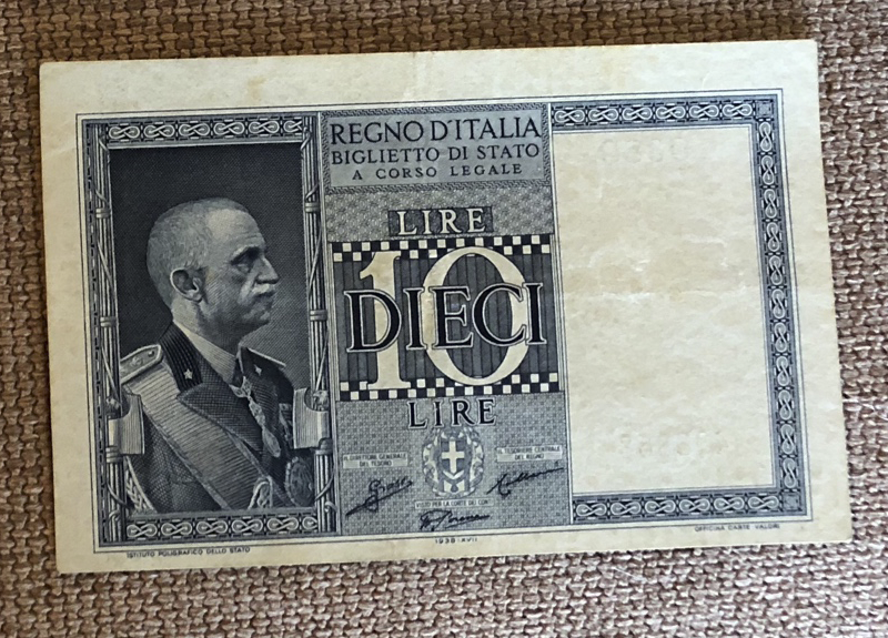 10 лир Италии 1938г.
