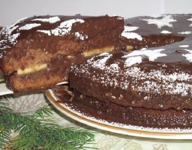 Бананово-шоколадный торт
