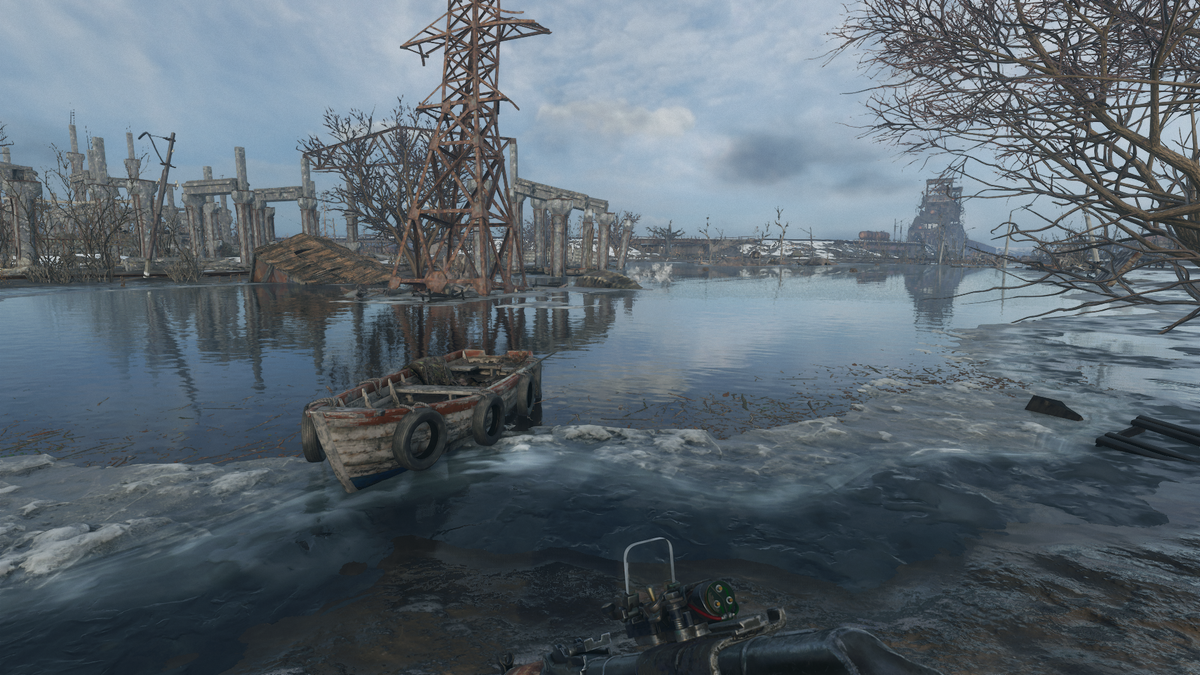 Окрестности возле моста, который нужно пересечь команде Артема, хмурые, серые и мертвые... Одним словом - атмосферненько.