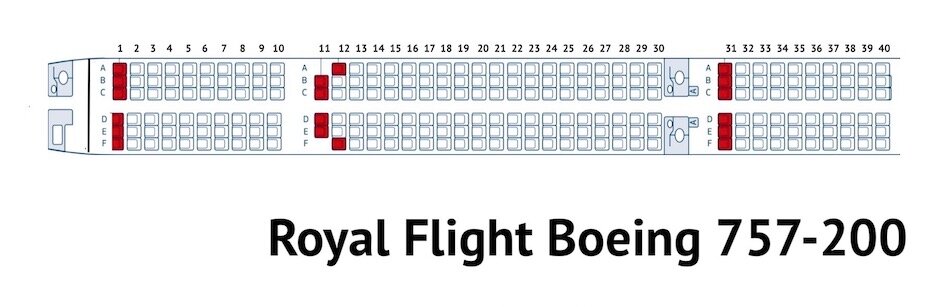 Royal Flight Boeing 757-300: схема салона, удобные и неудобные кресла