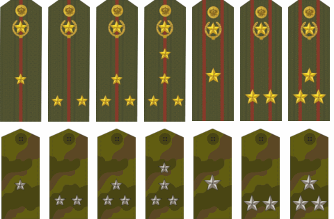 Порядок и схемы расположения звезд на погонах для различных военных ведомств