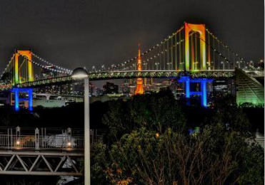 Радужный мост на искусственном острове Одайба. Фото с сайта http://fb.ru/article/259116/most-radujnyiy-v-tokio-opisanie-istoriya-foto