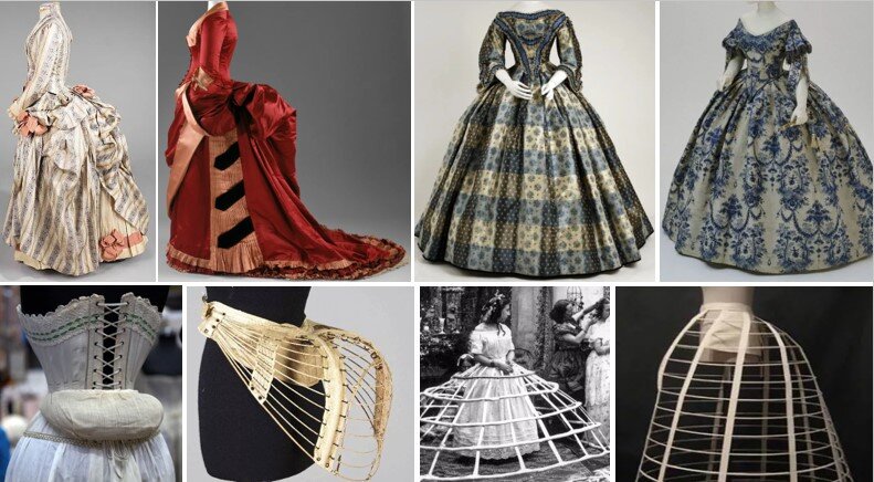 Слева - турнюры, справа - кринолины. Фото для иллюстрации из Яндекс.Картинки