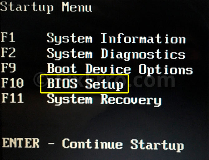 Нажмите F10 для входа в BIOS