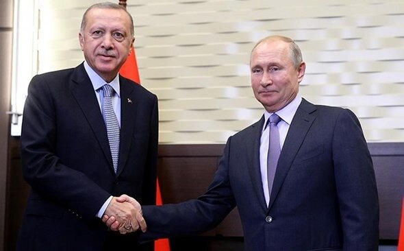 Владимир Путин и Эрдоган на совместной встрече