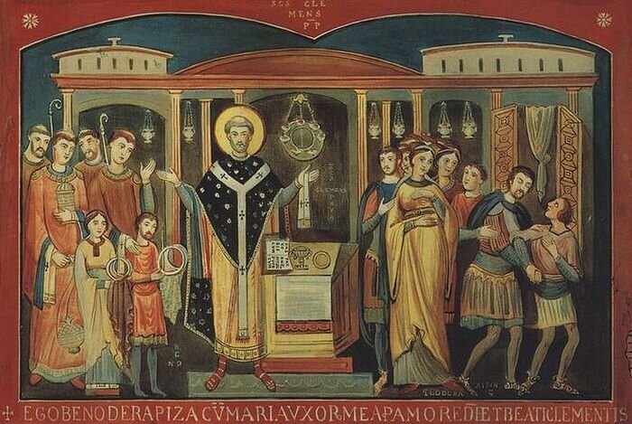 Священномученик Климент Римский. (Фреска базилики San Clemento, Рим)