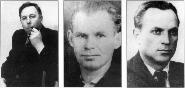 Конструкторы самолёта ЛаГГ-3, Лавочкин Семён Алексеевич, Владимир Петрович Горбунов и Михаил Иванович Гудков.