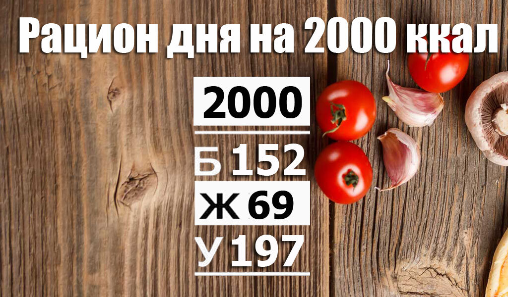 Рацион на 2000 ккал сбалансированный (Б/Ж/У: 152/69/197)