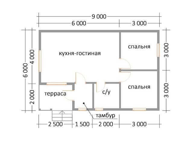 Планировка дома по проекту К-1