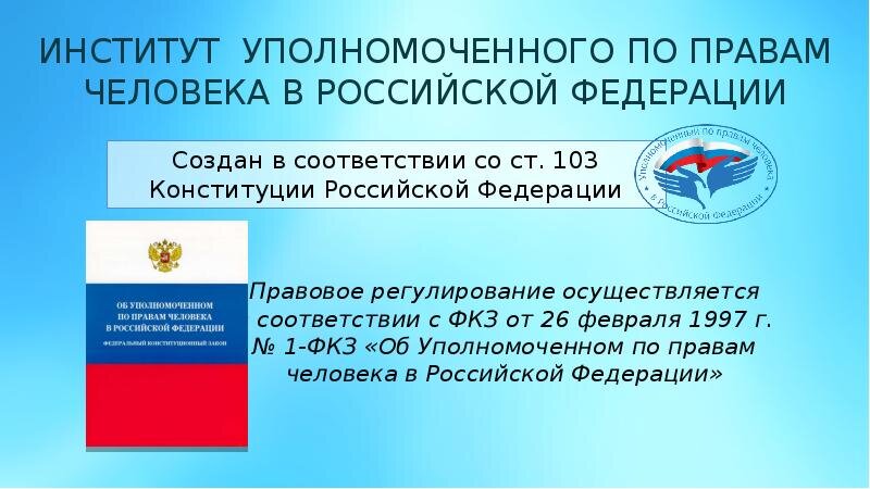 Институт уполномоченного по правам человека в рф презентация