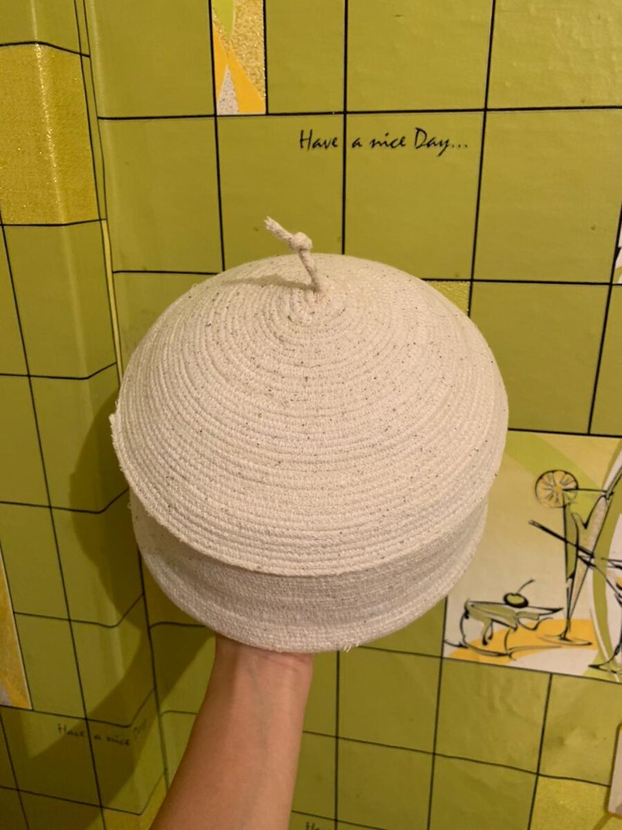 Первая корзина из бельевой верёвки 