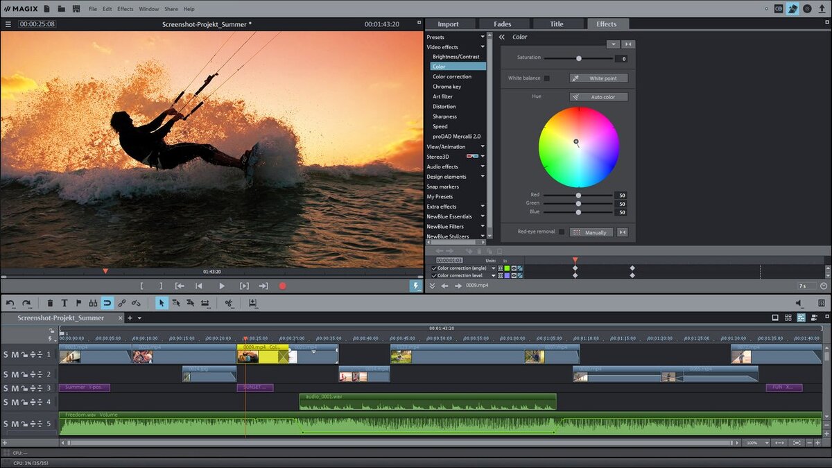 Главное рабочее окно программы MAGIX Movie Edit Pro
