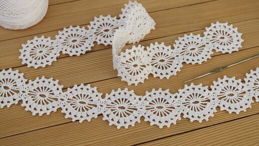 Красивое ЛЕНТОЧНОЕ КРУЖЕВО вязание крючком мастер-класс Crochet Tape Lace Tutorial