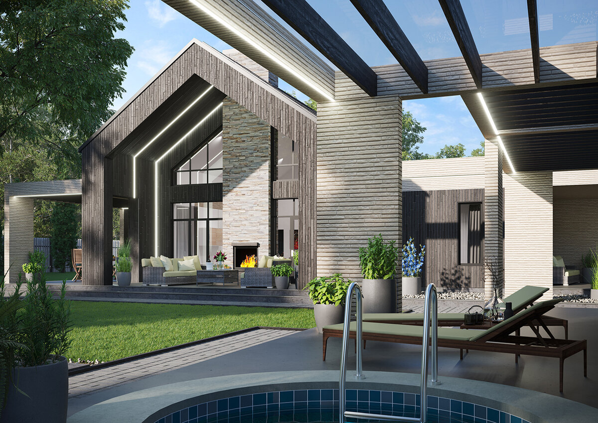 Вид с террасы бани.