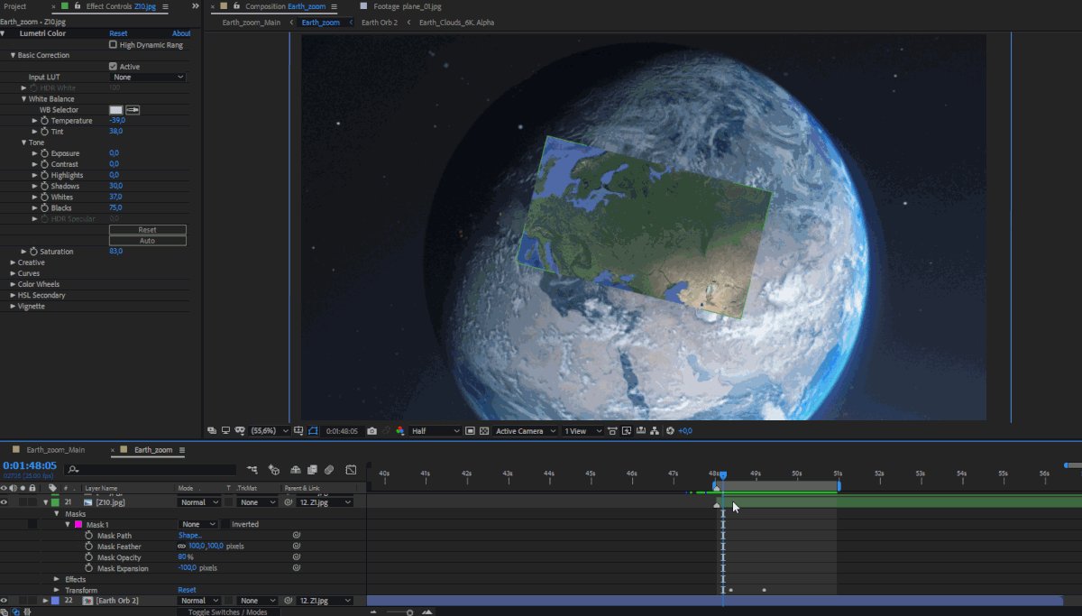 Компоузинг планеты земля с предыдущими шотами. ©Александр Самолюк