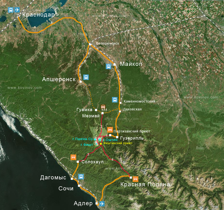 Различные планы подходов в район Фишта.