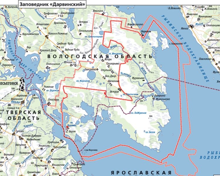 Граница рыбинского водохранилища карта