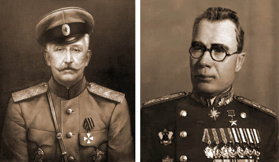 Генерал-майор Русской армии, атаман Всевеликого Войска Донского Петр Николаевич Краснов (1869-1947) и генерал Андрей Андреевич Власов, главнокомандующий Русской Освободительной армией и глава Комитета освобождения народов России (1901-1946).