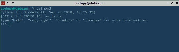 Так выглядит запущенный python3