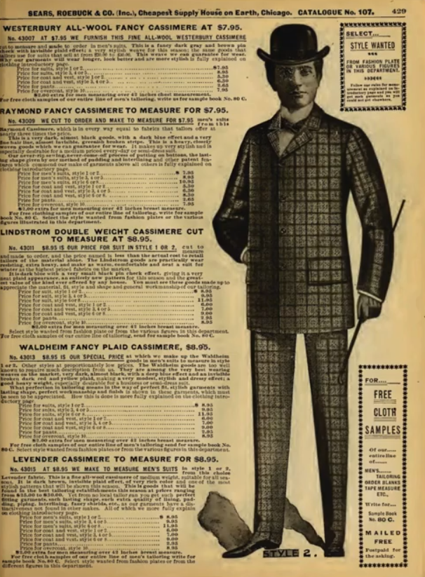 Страница из каталога американской компании розничной торговли Sears Roebuck 1898 года издания