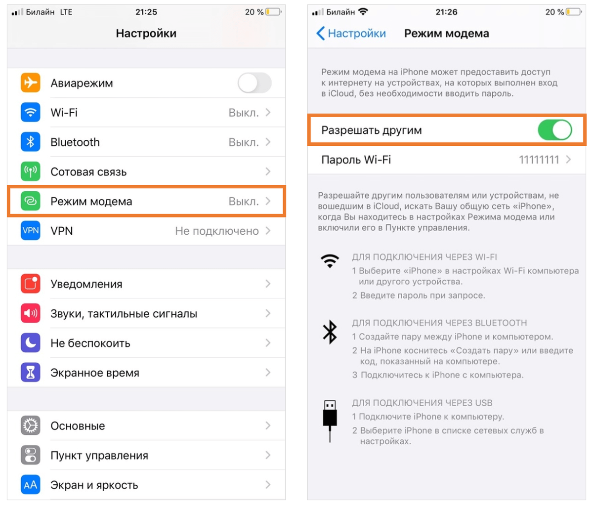 Настройка режима модема на устройстве iPhone или iPad | GSTORE - Новости