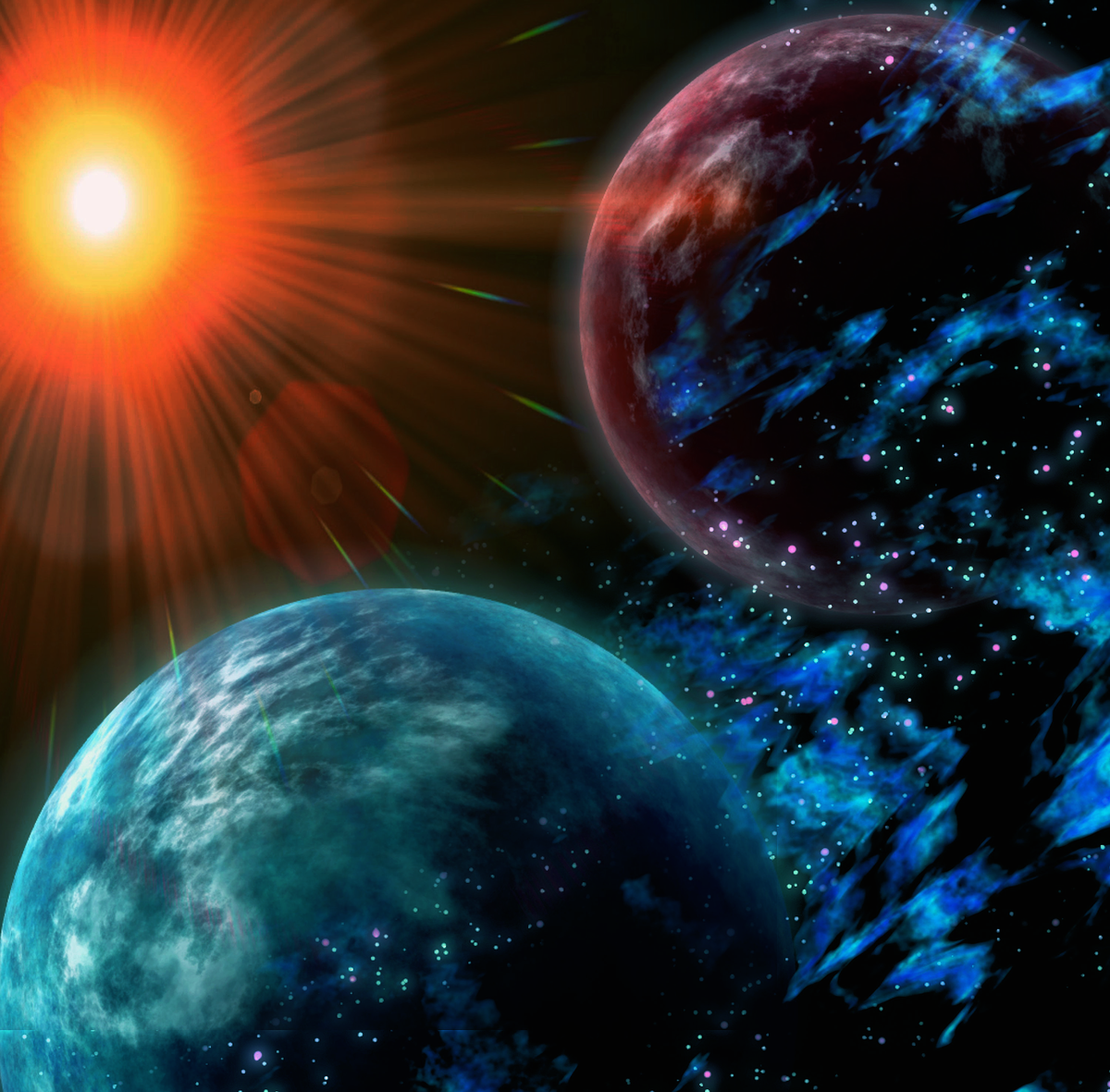 ✨Рождение нового дня,
💥Словно взрыв векового творения,
🔥От гигантской планеты огня
💫Отблеск тёплых лучей озарения.

☀Обнимая, как мать сына к сердцу❤,
☀Солнце дарит свой нежный поток
✨Тех лучей, словно сказки младенцу,
✨Эликсир новой жизни глоток.

💫Оживает создание божье
💫Под красивым названием 🌍Земля
🌟В галактической дали подножье
🌟И ступень красоты бытия.