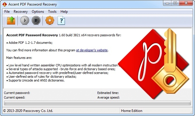 Accent PDF Password Recovery для паролей Adobe PDF